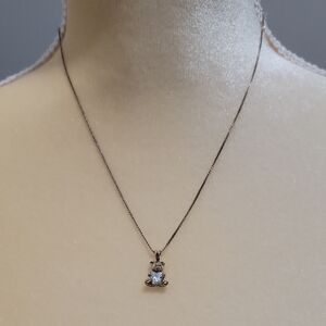 Dazzling Gold Necklace with Teddy Bear Heart Pendant